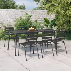 vidaXL Ensemble à manger de jardin 7 pcs anthracite acier pas cher