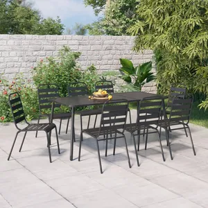 Comparateur de prix : vidaXL Ensemble à manger de jardin 9 pcs anthracite acier