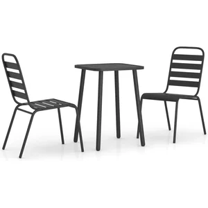 vidaXL Ensemble à manger de jardin 3 pcs anthracite acier pas cher