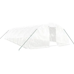 Serre avec cadre en acier blanc 60 m² 12x5x2,3 m Vidaxl Blanc pas cher