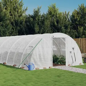 Comparateur de prix : vidaXL Serre avec cadre en acier blanc 32 m² 8x4x2 m