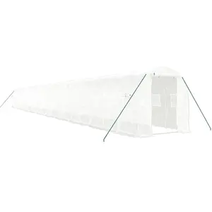 vidaXL Serre avec cadre en acier blanc 44 m² 22x2x2 m pas cher