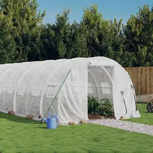 vidaXL Serre avec cadre en acier blanc 36 m² 12x3x2 m pas cher