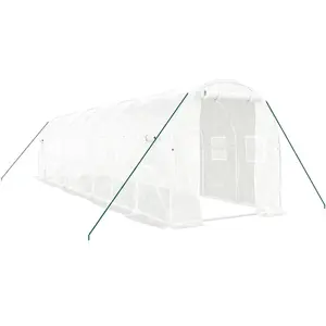 Comparateur de prix : vidaXL Serre avec cadre en acier blanc 16 m² 8x2x2 m