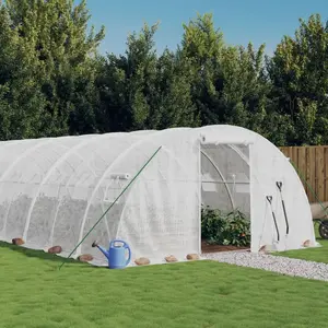 Comparateur de prix : vidaXL Serre avec cadre en acier blanc 24 m² 6x4x2 m