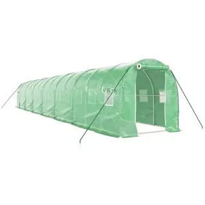Comparateur de prix : vidaXL Serre avec cadre en acier vert 28 m² 14x2x2 m