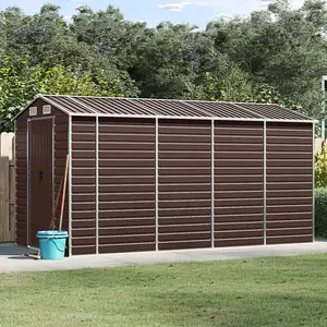 vidaXL Abri de jardin marron 191x385x198 cm acier galvanisé pas cher