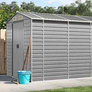 Comparateur de prix : vidaXL Abri de jardin gris clair 191x470x198 cm acier galvanisé