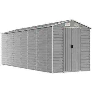 Comparateur de prix : vidaXL Abri de jardin gris clair 191x555x198 cm acier galvanisé