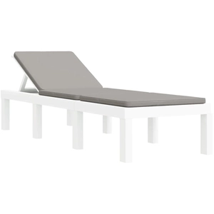 vidaXL Chaise longue avec coussins blanc PP pas cher