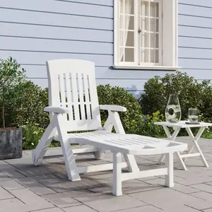 Comparateur de prix : vidaXL Chaise longue pliable avec roues blanc PP