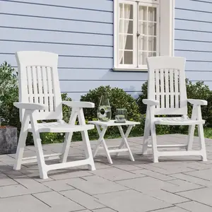 vidaXL Chaises inclinables de jardin 2 pcs blanc PP pas cher