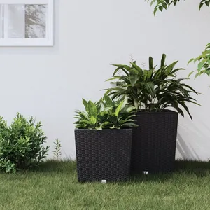 Comparateur de prix : vidaXL Jardinière et intérieur amovible anthracite 21 /32 L rotin PP