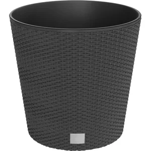 vidaXL Jardinière et intérieur amovible anthracite 35 /37,5 L rotin PP pas cher
