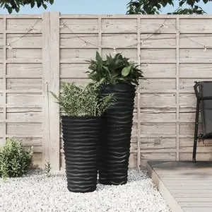 vidaXL Jardinière et intérieur amovible anthracite aspect rainuré pas cher