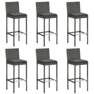 Comparateur de prix : vidaXL Tabourets de bar avec coussins 6 pcs gris résine tressée