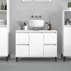 vidaXL Meuble d'évier blanc 80x33x60 cm bois d'ingénierie pas cher