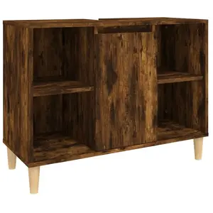 vidaXL Meuble d'évier chêne fumé 80x33x60 cm bois d'ingénierie pas cher