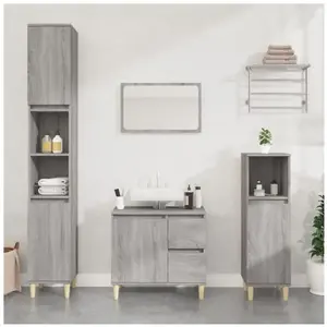 vidaXL Armoire de bain sonoma gris 30x30x190 cm bois d'ingénierie pas cher