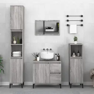 Comparateur de prix : vidaXL Armoire de bain sonoma gris 30x30x190 cm bois d'ingénierie