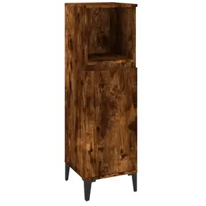 vidaXL Armoire de bain chêne fumé 30x30x100 cm bois d'ingénierie pas cher