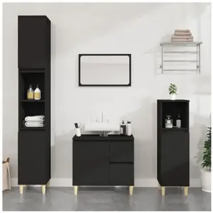 Comparateur de prix : vidaXL Armoire de salle de bain noir 30x30x190 cm bois d'ingénierie