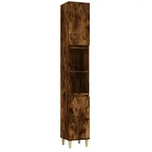 Comparateur de prix : vidaXL Armoire de bain chêne fumé 30x30x190 cm bois d'ingénierie