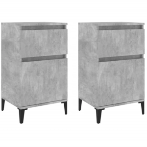 vidaXL Tables de chevet 2 pcs gris béton 40x35x70 cm pas cher