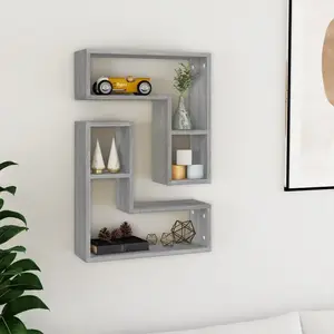 vidaXL Étagères murales 2pcs Sonoma gris 50x15x50 cm Bois d’ingénierie pas cher