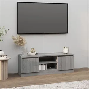 Meuble tv avec porte Sonoma gris 102x30x36 cm Vidaxl Sonoma gris pas cher