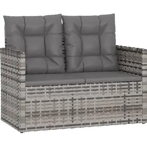 vidaXL Banc de jardin avec coussins Gris 105 cm Résine tressée pas cher