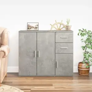 vidaXL Buffet Gris béton 91x29,5x75 cm Bois d'ingénierie pas cher