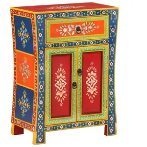 vidaXL Buffet peint à la main 54x30x74 cm bois massif de manguier pas cher