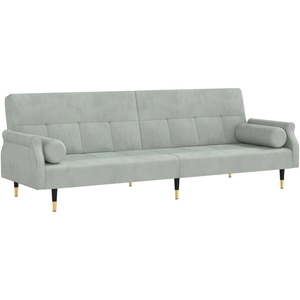 vidaXL Canapé-lit avec coussins gris clair velours pas cher