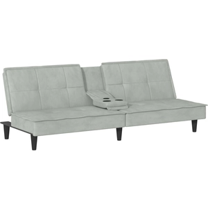 vidaXL Canapé-lit avec porte-gobelets gris clair velours pas cher