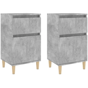 vidaXL Tables de chevet 2 pcs gris béton 40x35x70 cm pas cher