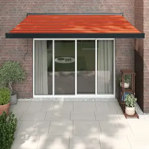 vidaXL Auvent rétractable orange et marron 3,5x2,5m tissu et aluminium pas cher