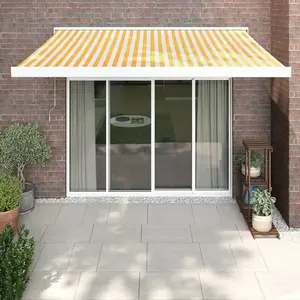 vidaXL Auvent rétractable jaune et blanc 3x2,5 m tissu et aluminium pas cher