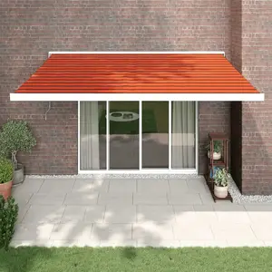 vidaXL Auvent rétractable orange et marron 4x3 m tissu et aluminium pas cher