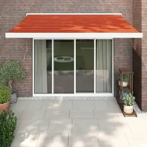 vidaXL Auvent rétractable orange et marron 3x2,5 m tissu et aluminium pas cher