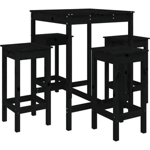 vidaXL Ensemble de bar de jardin 5 pcs noir bois de pin massif pas cher