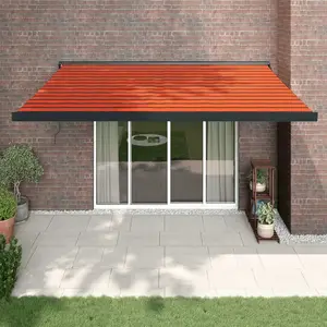 vidaXL Auvent rétractable orange et marron 4x3 m tissu et aluminium pas cher