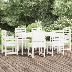 vidaXL-7-delige-Tuinset-massief-grenenhout-wit pas cher