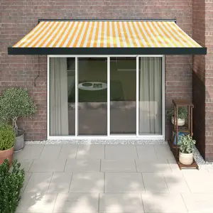 Auvent rétractable jaune et blanc 3,5x2,5 m tissu et aluminium Vidaxl pas cher