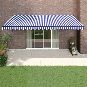 Comparateur de prix : vidaXL Vidaxl Auvent Rétractable Bleu Et Blanc 5x3 M Tissu Et Aluminium