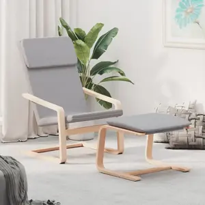 vidaXL Chaise de relaxation avec repose-pied Gris clair Tissu pas cher