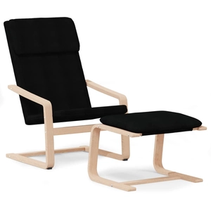vidaXL Chaise de relaxation avec repose-pied Noir Tissu pas cher