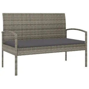 vidaXL Banc de jardin avec coussin gris 105 cm résine tressée pas cher
