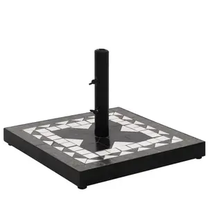 vidaXL Base de parasol noir et blanc carré 12 kg pas cher