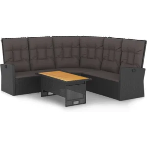 vidaXL Salon de jardin 2 pcs avec coussins Noir Résine tressée pas cher